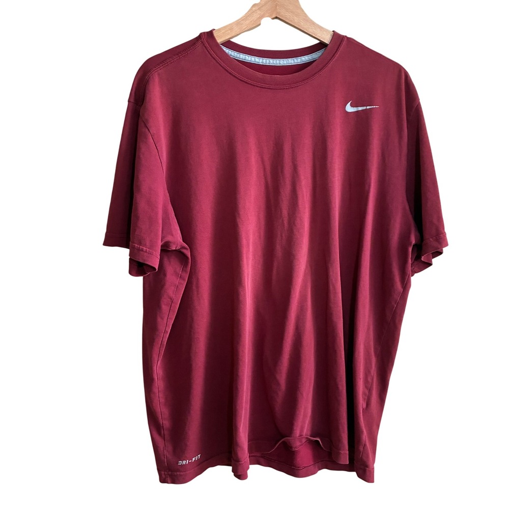 Nike Dri-FIT Short Sleeve T-Shirt XL Maroon Mens Cotton Blend 407997-677